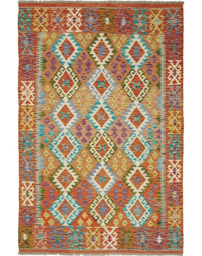 Tappeto Kilim Afghanistan arancione verde 127x194