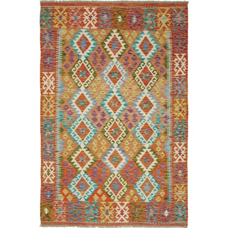 Tappeto Kilim Afghanistan arancione verde 127x194