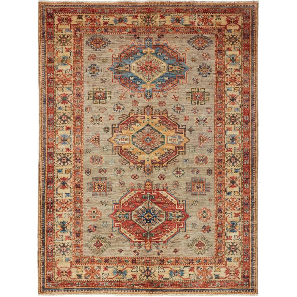 Tappeto Kazak Fine Pakistan marrone grigio 150x202 Tappeto Kazak Fine Pakistan marrone grigio 150x202