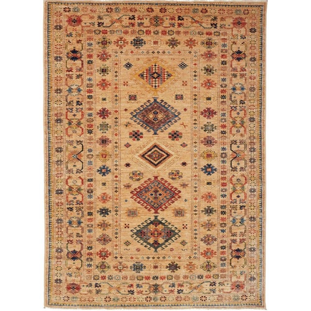 Tappeto Kazak Fine Pakistan marrone grigio 150x209 Tappeto Kazak Fine Pakistan marrone grigio 150x209