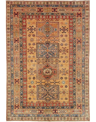Tappeto Kazak Fine Pakistan arancione marrone 147x212