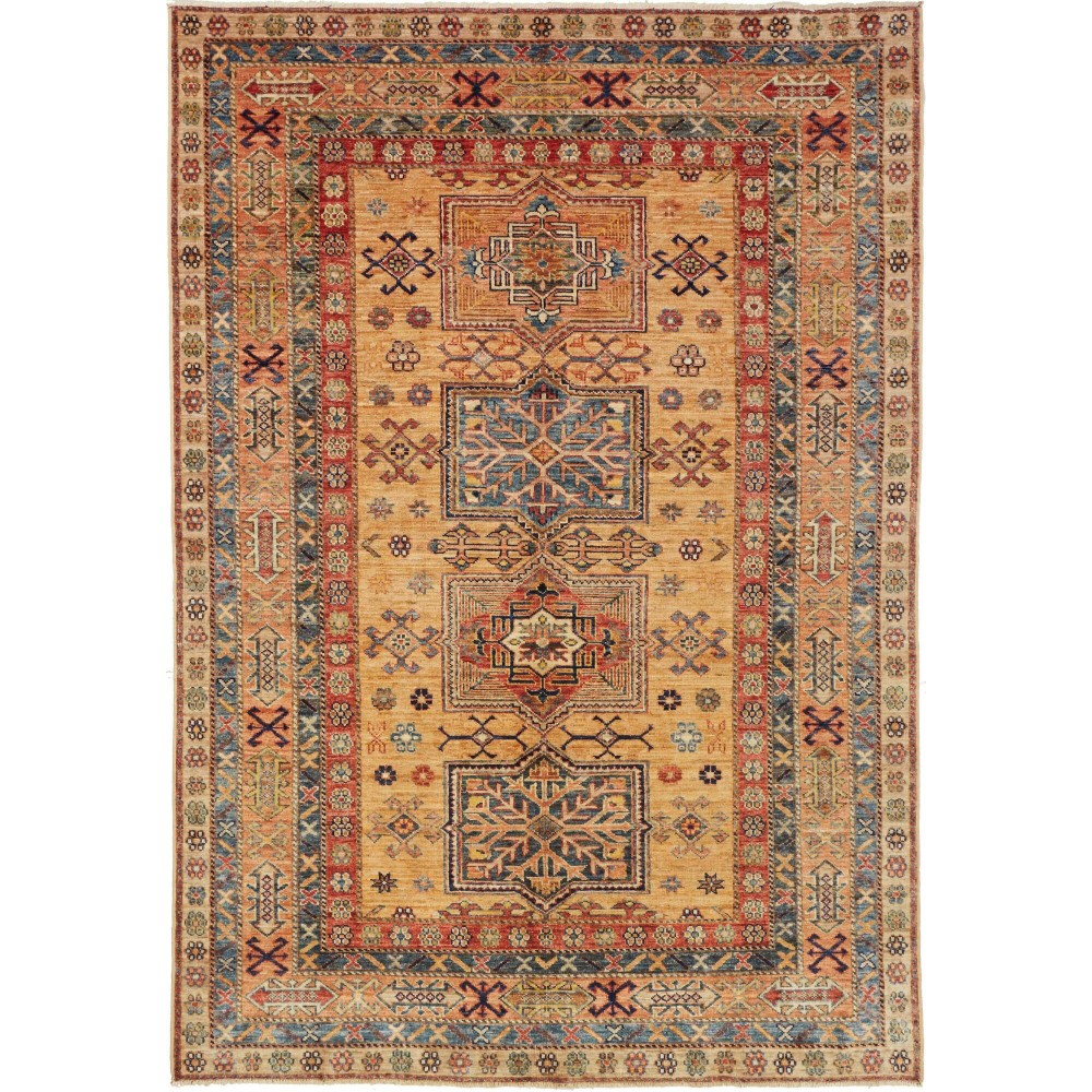 Tappeto Kazak Fine Pakistan arancione marrone 147x212 Tappeto Kazak Fine Pakistan arancione marrone 147x212