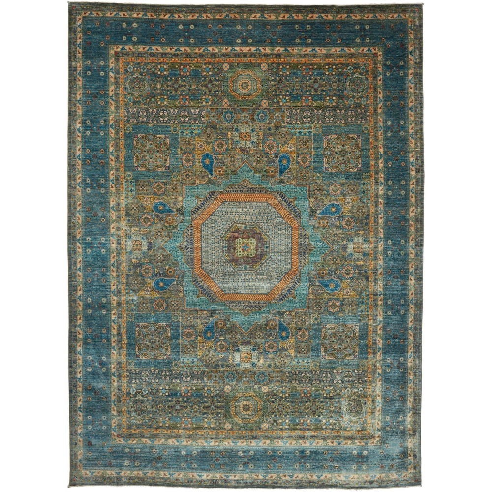 Tappeto Mamlouk Pakistan azzurro marrone 270x372 Tappeto Mamlouk Pakistan azzurro marrone 270x372