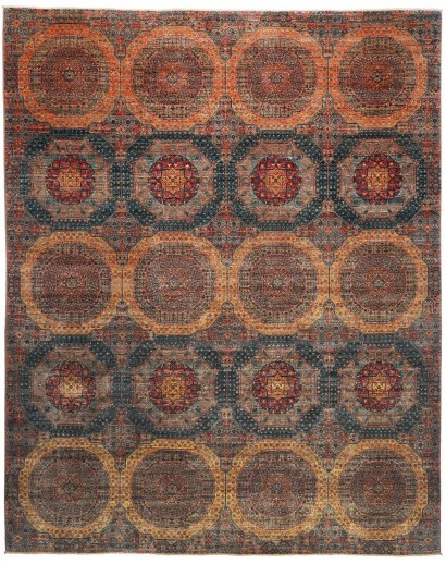 Tappeto Mamlouk Pakistan azzurro arancione 244x306