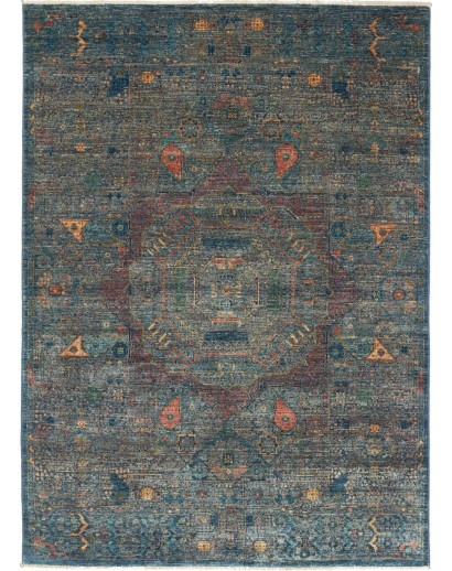 Tappeto Mamlouk Pakistan azzurro marrone 150x209