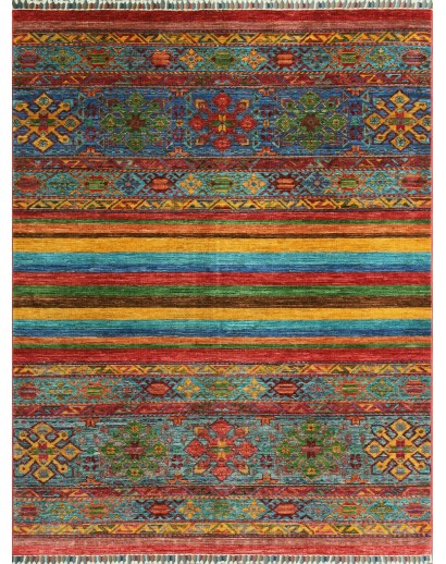 Tappeto Samarkand Pakistan verde arancione 150x195