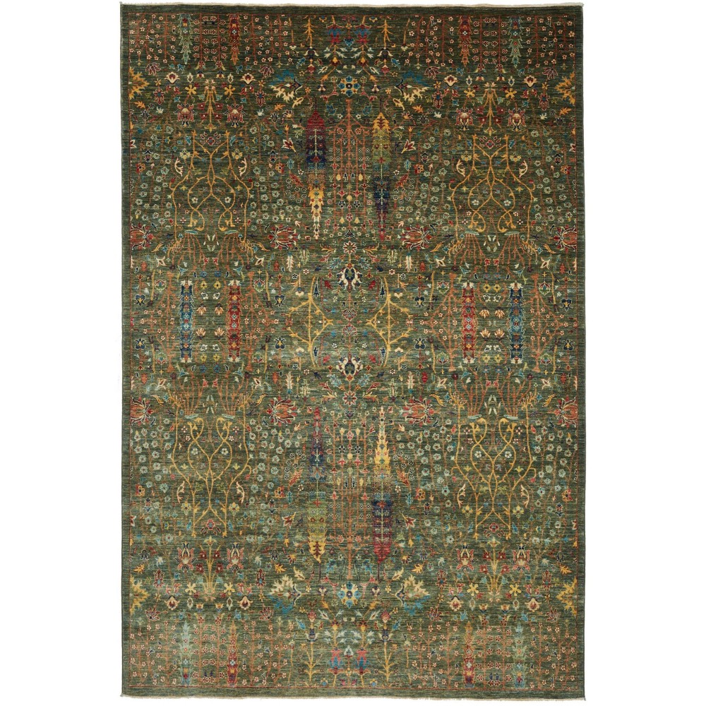 Tappeto Shahi Fine Pakistan verde marrone 205x307 Tappeto Shahi Fine Pakistan verde marrone 205x307