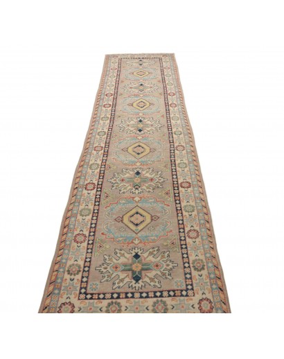 Tappeto Kazak Afghanistan beige azzurro 71x318
