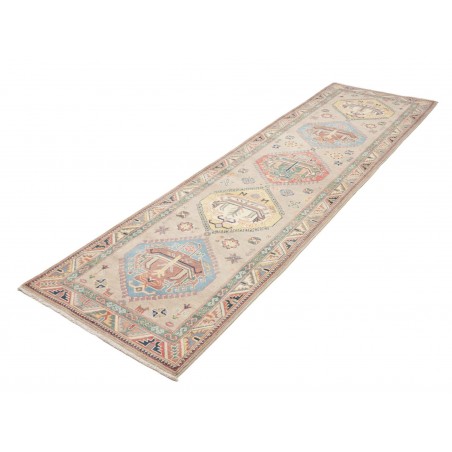 Tappeto Kazak Afghanistan bianco azzurro 86x307