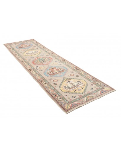 Tappeto Kazak Afghanistan bianco azzurro 86x307
