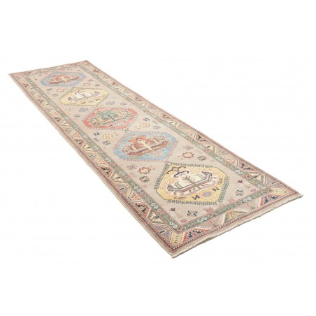 Tappeto Kazak Afghanistan bianco azzurro 86x307