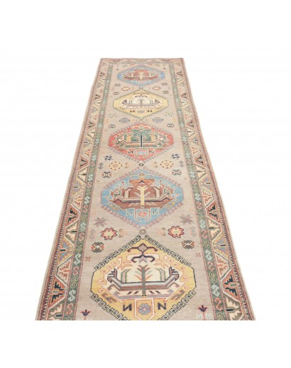 Tappeto Kazak Afghanistan bianco azzurro 86x307