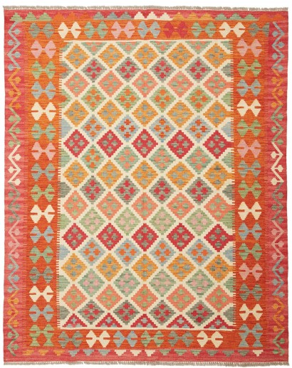 Tappeto Kilim Afghanistan rosso giallo 158x195