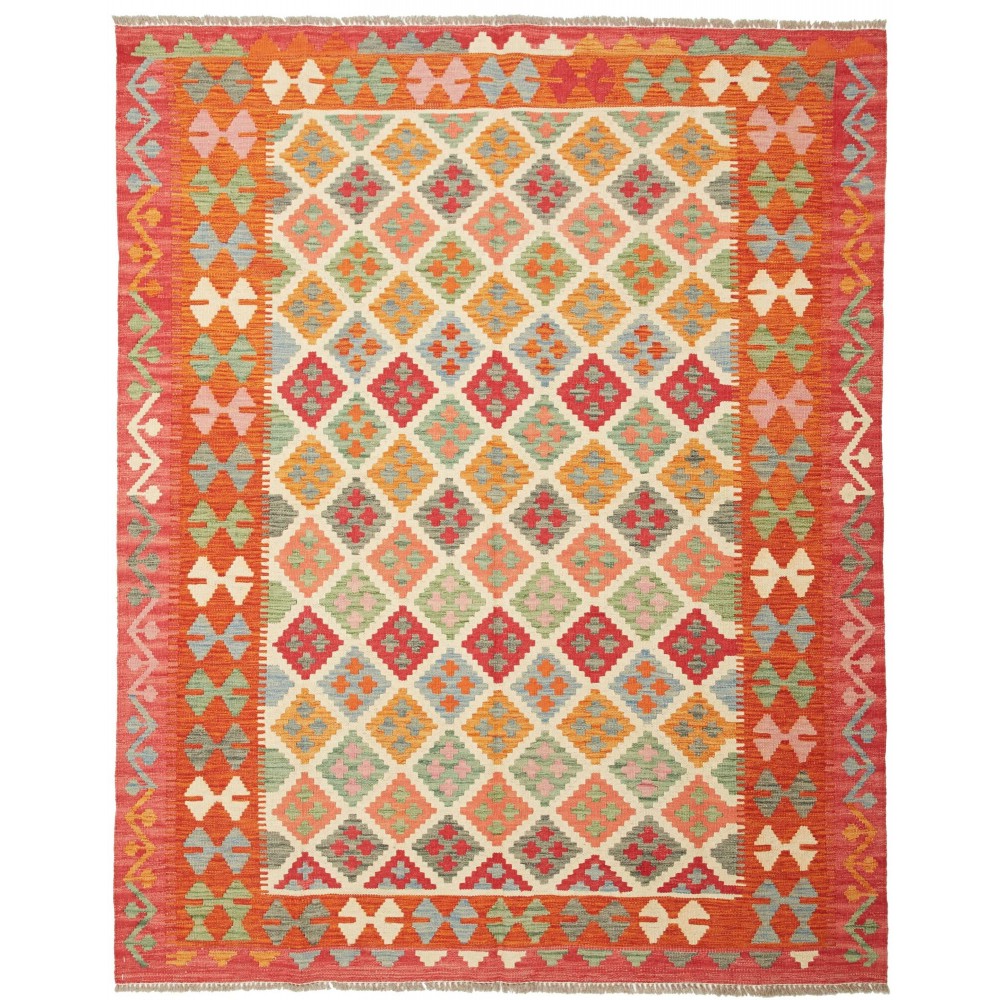 Tappeto Kilim Afghanistan rosso giallo 158x195