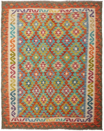 Tappeto Kilim Afghanistan bianco arancione 156x198