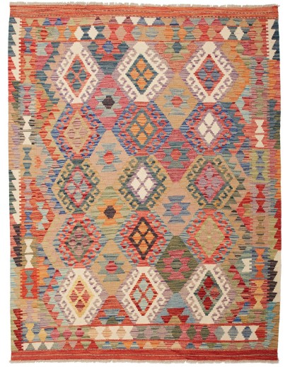 Tappeto Kilim Afghanistan marrone bianco 153x195