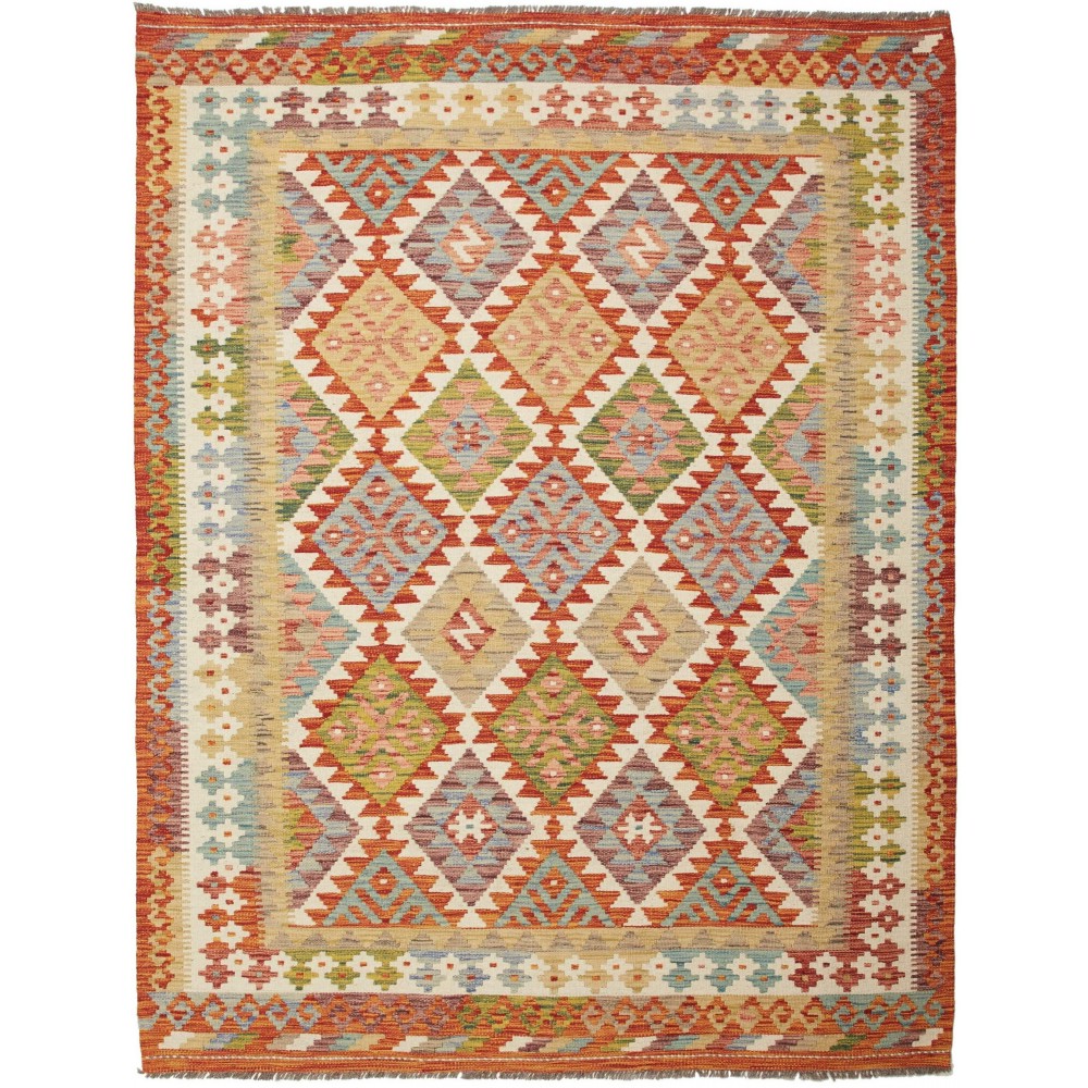 Tappeto Kilim Afghanistan marrone bianco 155x201