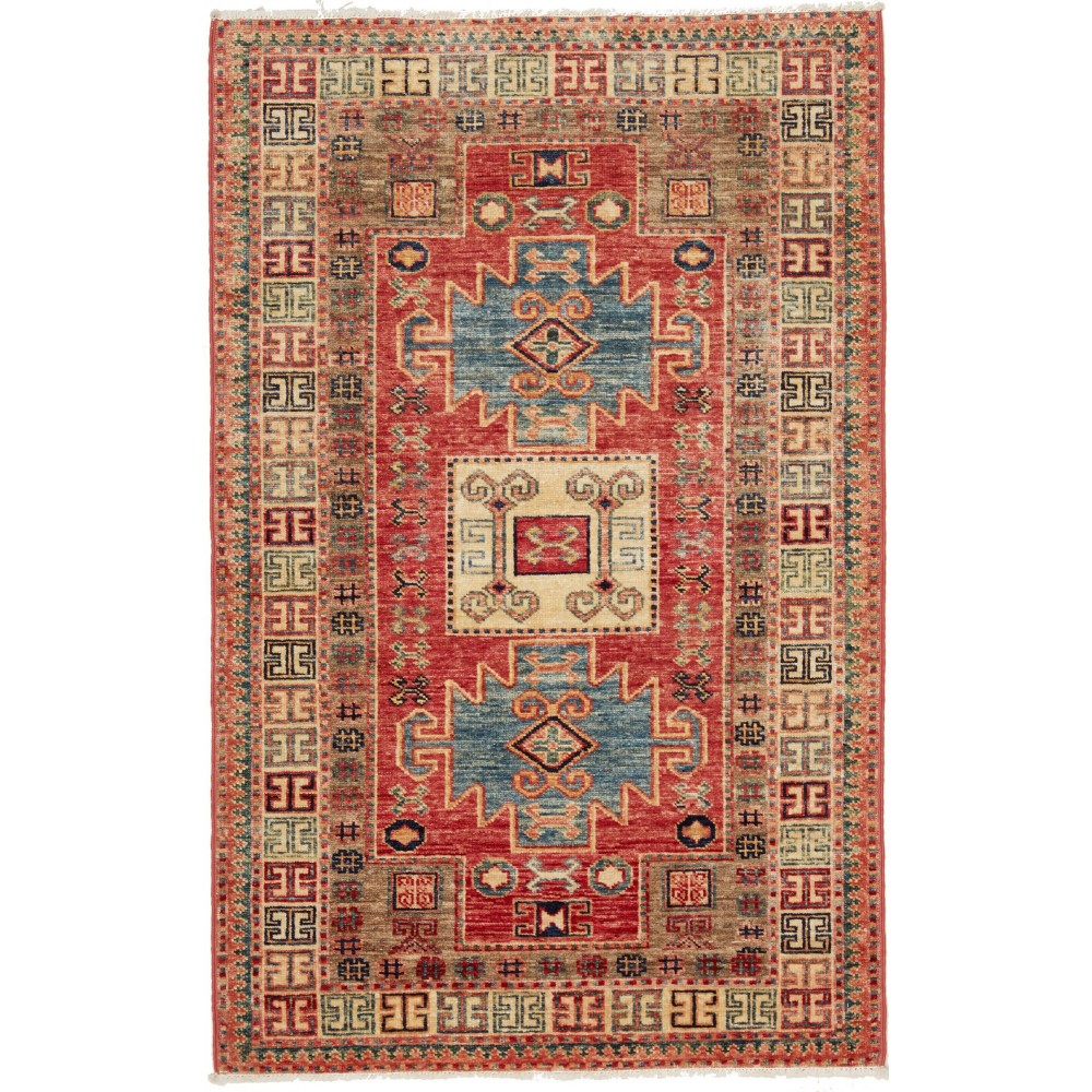Tappeto Kazak Fine Pakistan rosso marrone 82x129 Tappeto Kazak Fine Pakistan rosso marrone 82x129
