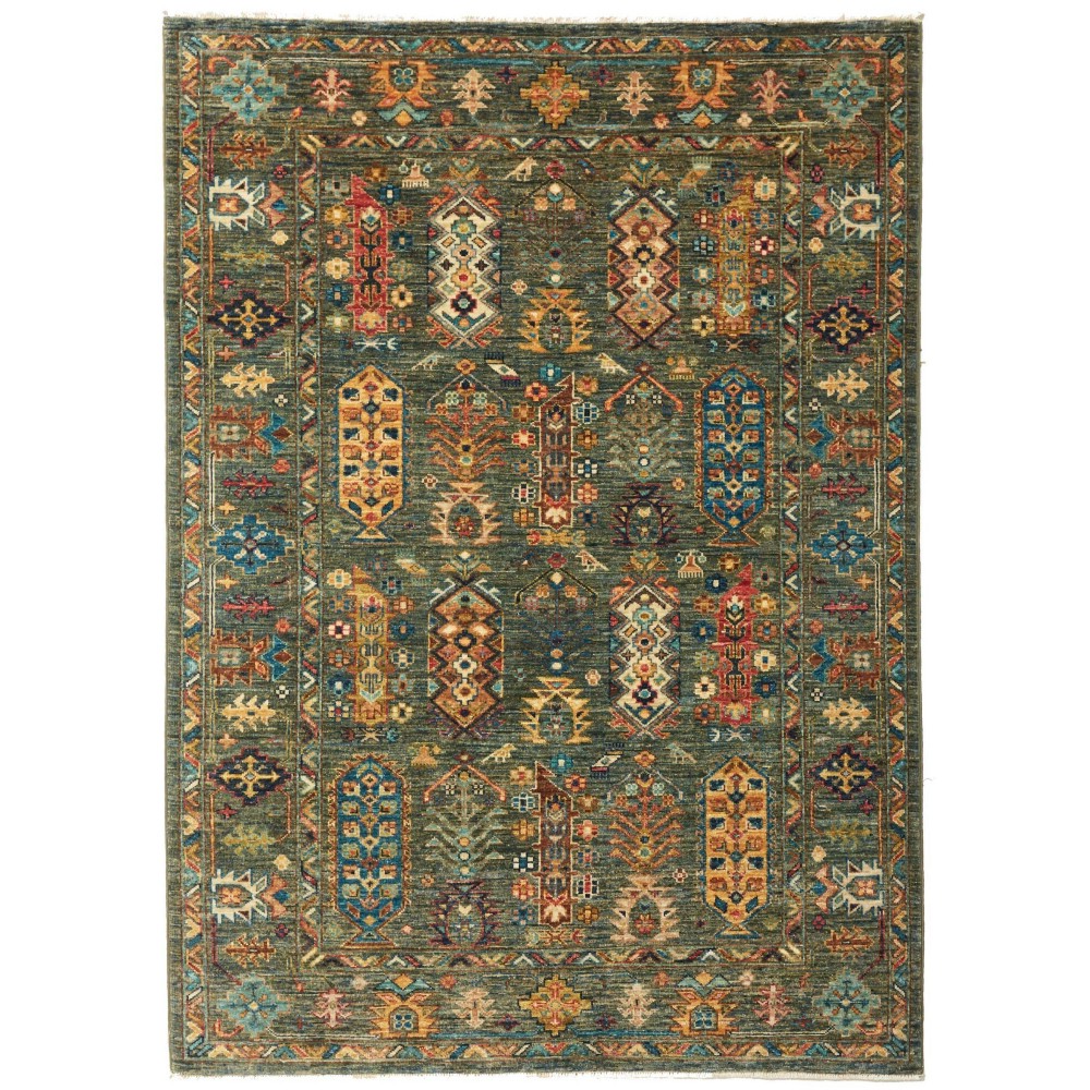 Tappeto Tribal Pakistan azzurro verde 124x171 Tappeto Tribal Pakistan azzurro verde 124x171