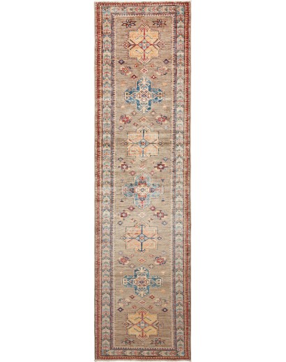 Tappeto Kazak Fine Pakistan marrone azzurro 79x295