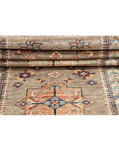 Tappeto Kazak Fine Pakistan marrone azzurro 79x295