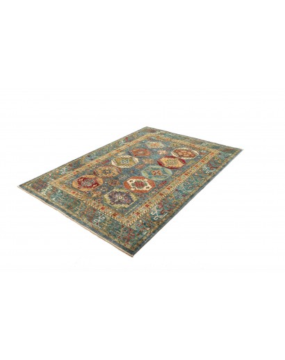 Tappeto Tribal Pakistan bianco azzurro 150x213