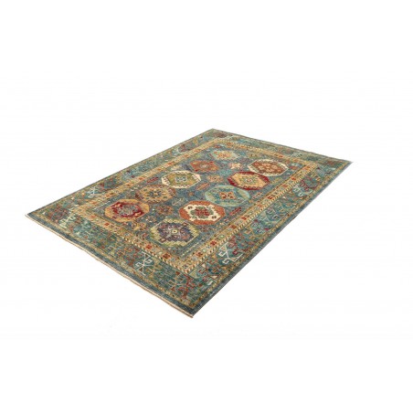 Tappeto Tribal Pakistan bianco azzurro 150x213