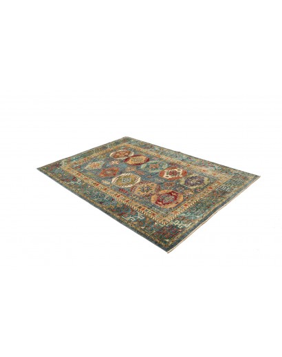 Tappeto Tribal Pakistan bianco azzurro 150x213