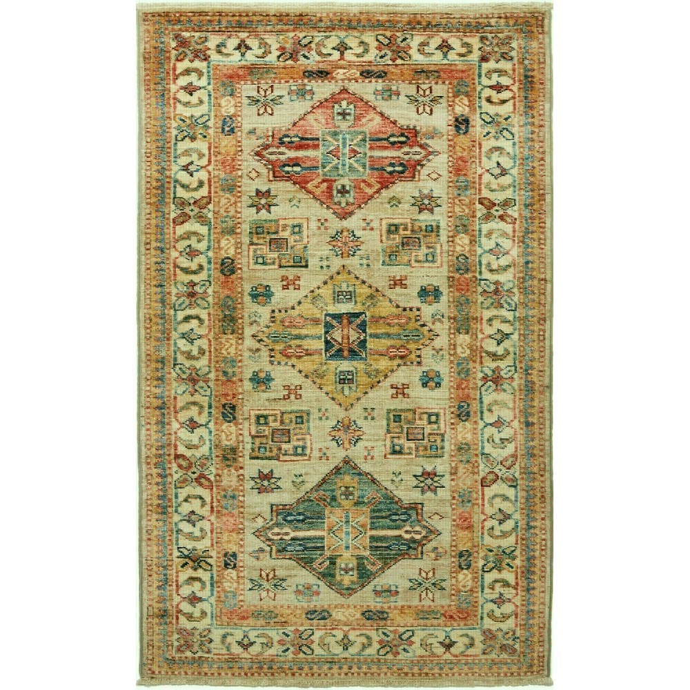Tappeto Kazak Fine Pakistan marrone 79x129 Tappeto Kazak Fine Pakistan marrone 79x129