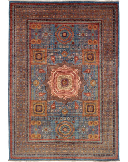 Tappeto Mamlouk Pakistan azzurro marrone 211x304