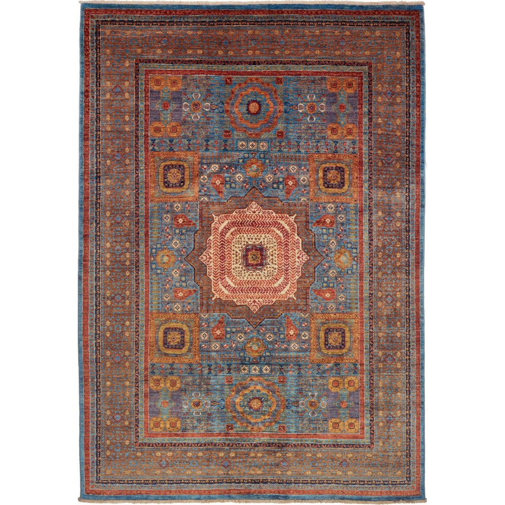 Tappeto Mamlouk Pakistan azzurro marrone 211x304 Tappeto Mamlouk Pakistan azzurro marrone 211x304