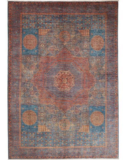 Tappeto Mamlouk Pakistan azzurro marrone 174x247