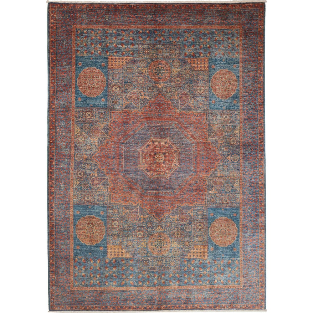 Tappeto Mamlouk Pakistan azzurro marrone 174x247 Tappeto Mamlouk Pakistan azzurro marrone 174x247