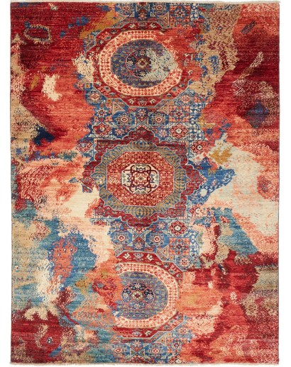 Tappeto Mona Pakistan rosso grigio 148x203