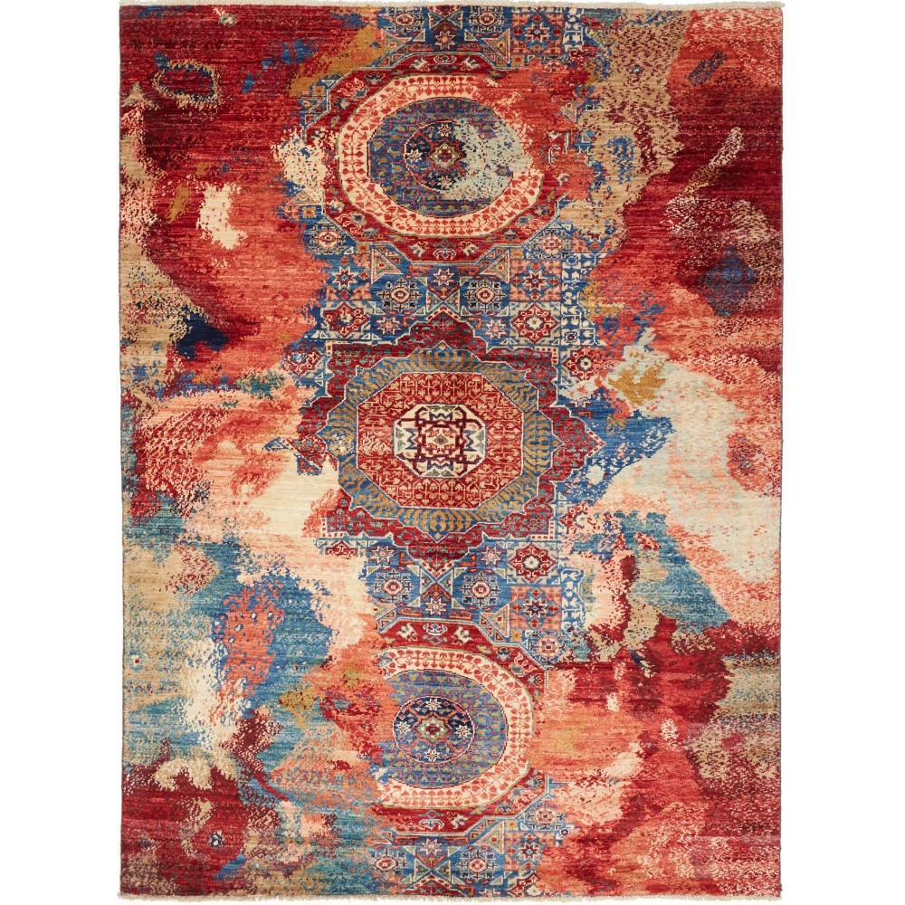 Tappeto Mona Pakistan rosso grigio 148x203 Tappeto Mona Pakistan rosso grigio 148x203