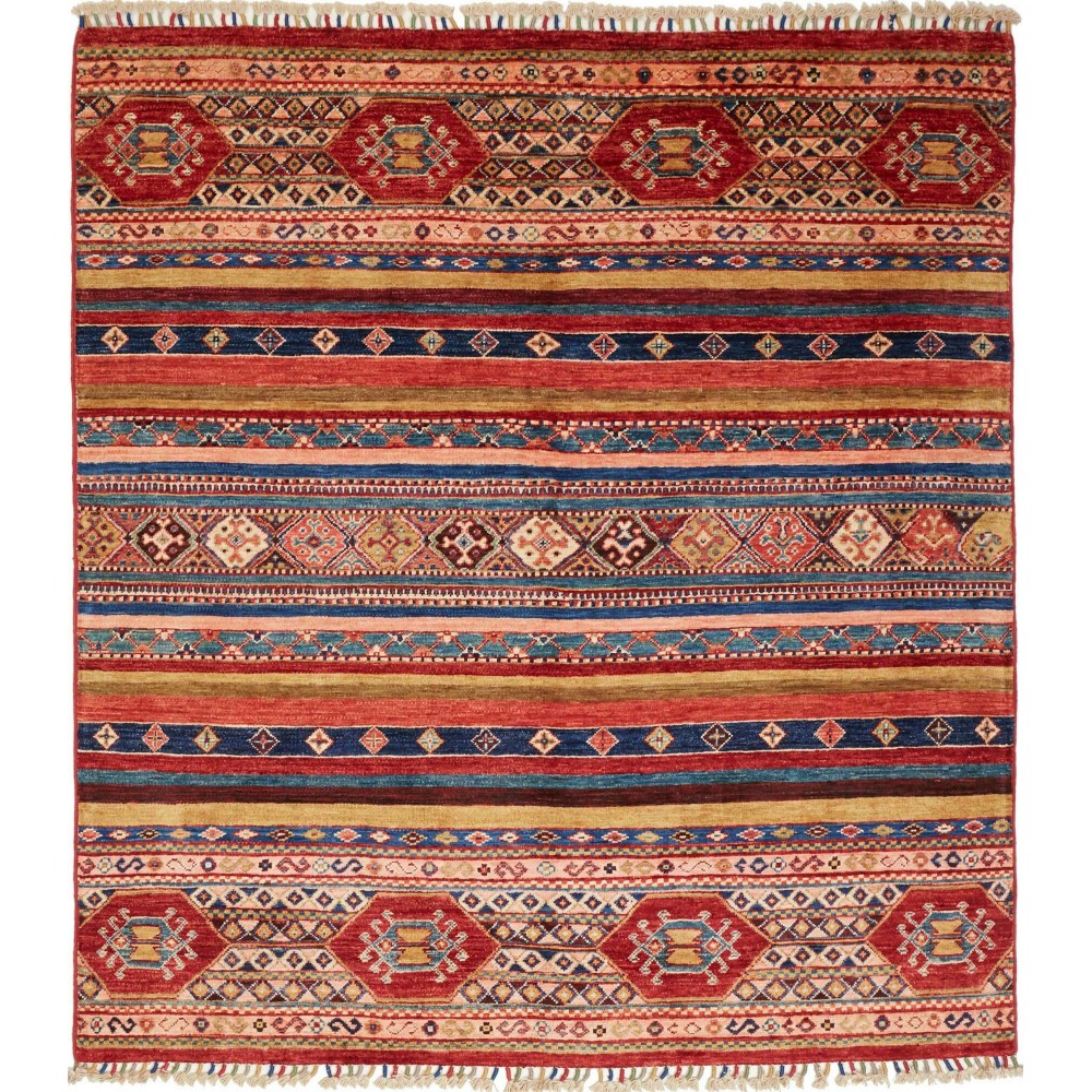 Tappeto Samarkand Pakistan marrone grigio 144x160 Tappeto Samarkand Pakistan marrone grigio 144x160