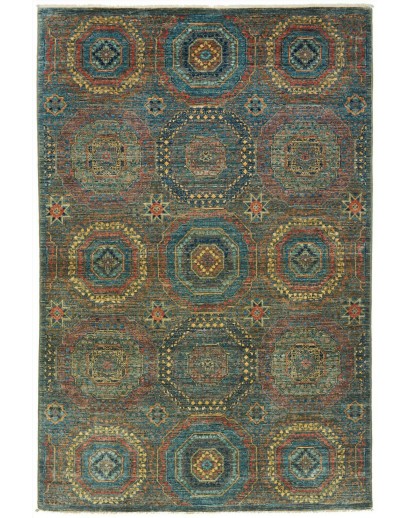 Tappeto Mamlouk Pakistan azzurro verde 121x186