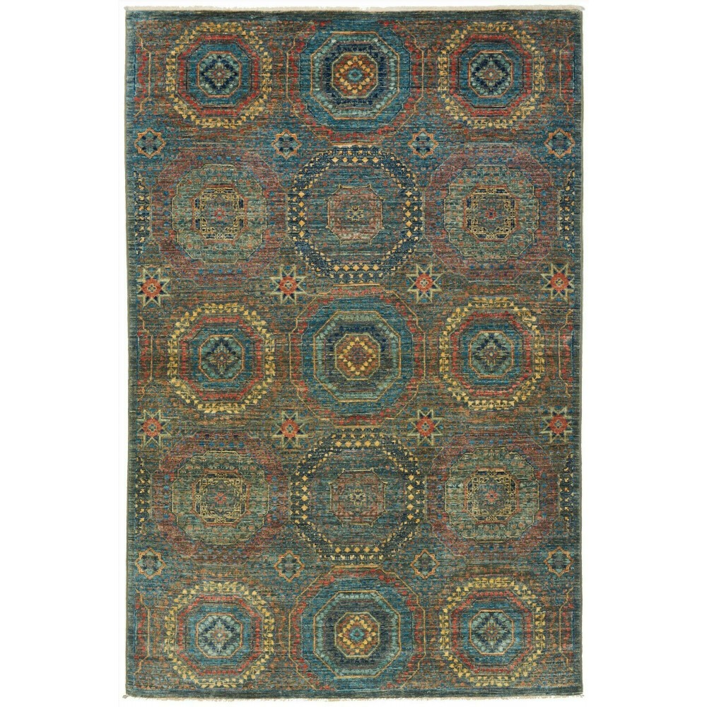Tappeto Mamlouk Pakistan azzurro verde 121x186 Tappeto Mamlouk Pakistan azzurro verde 121x186
