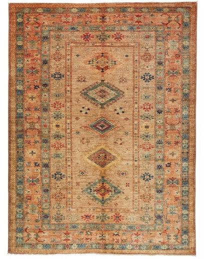 Tappeto Kazak Fine Pakistan arancione bianco 165x226