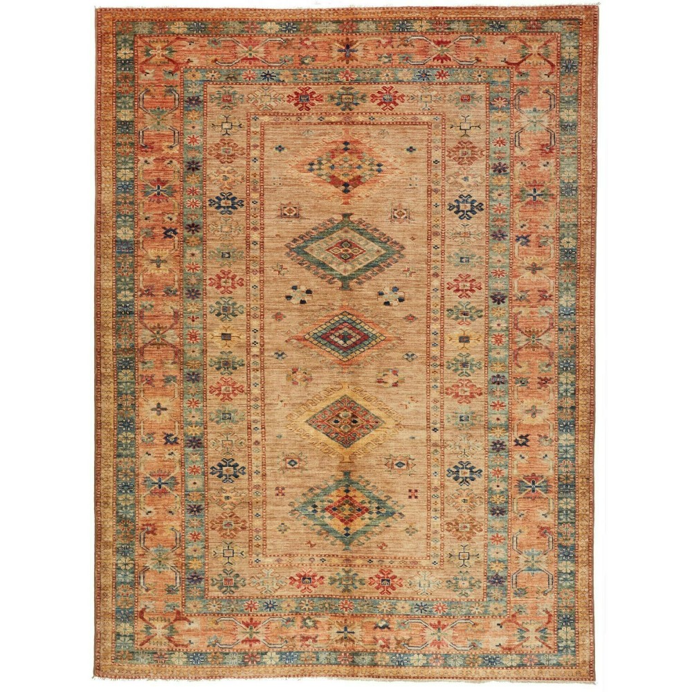Tappeto Kazak Fine Pakistan arancione bianco 165x226 Tappeto Kazak Fine Pakistan arancione bianco 165x226