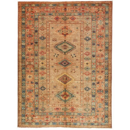 Tappeto Kazak Fine Pakistan arancione bianco 165x226