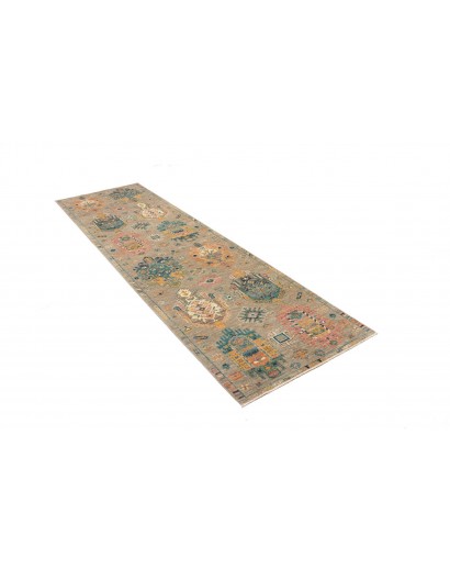 Tappeto Tribal Pakistan marrone grigio 80x278