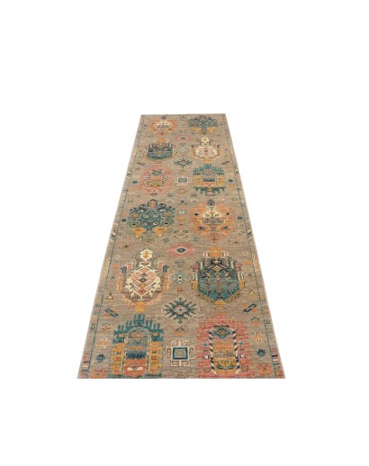 Tappeto Tribal Pakistan marrone grigio 80x278