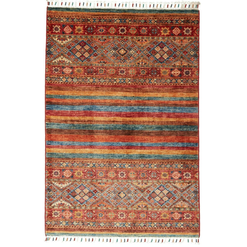 Tappeto Samarkand Pakistan rosso grigio 100x151 Tappeto Samarkand Pakistan rosso grigio 100x151