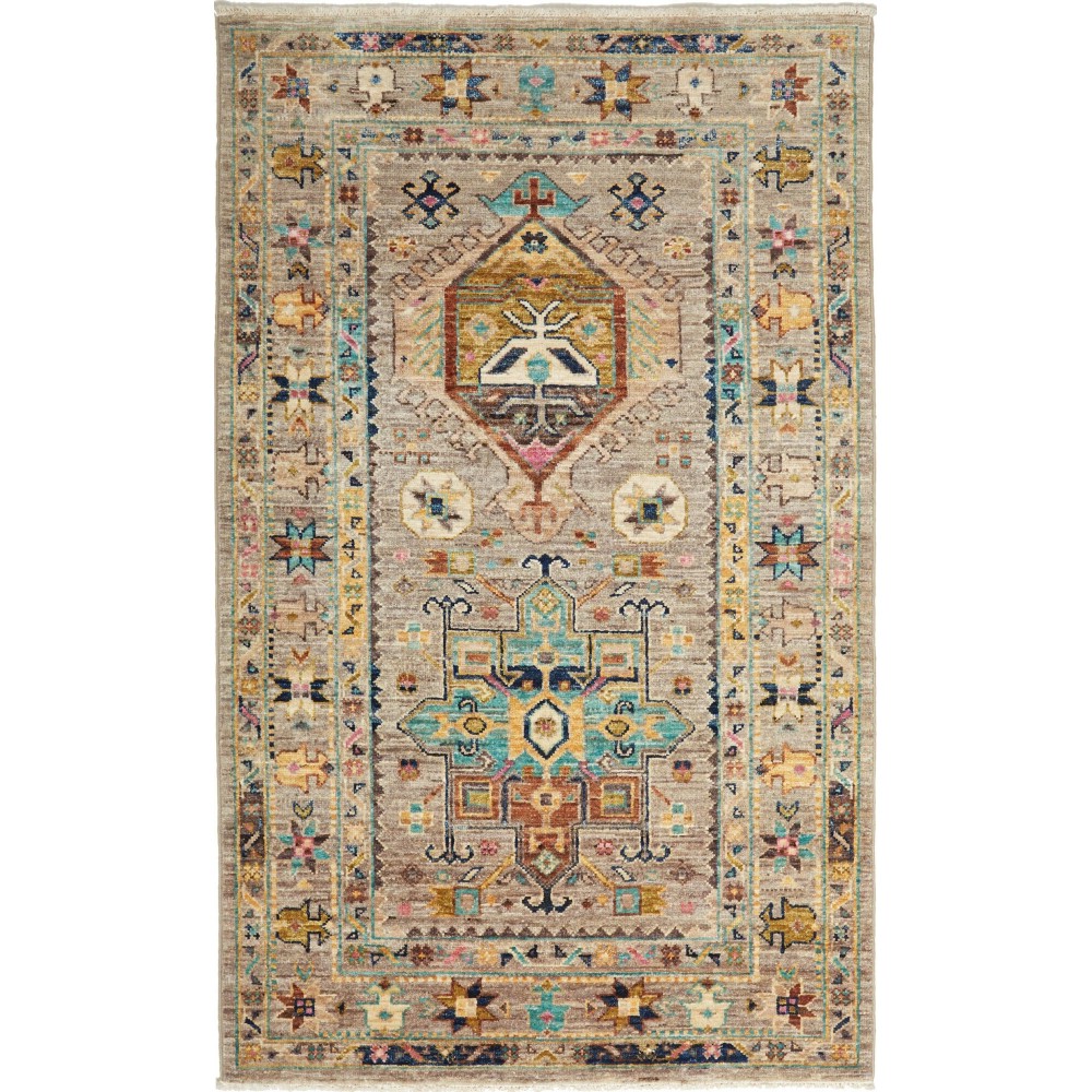 Tappeto Tribal Pakistan marrone grigio 82x131 Tappeto Tribal Pakistan marrone grigio 82x131