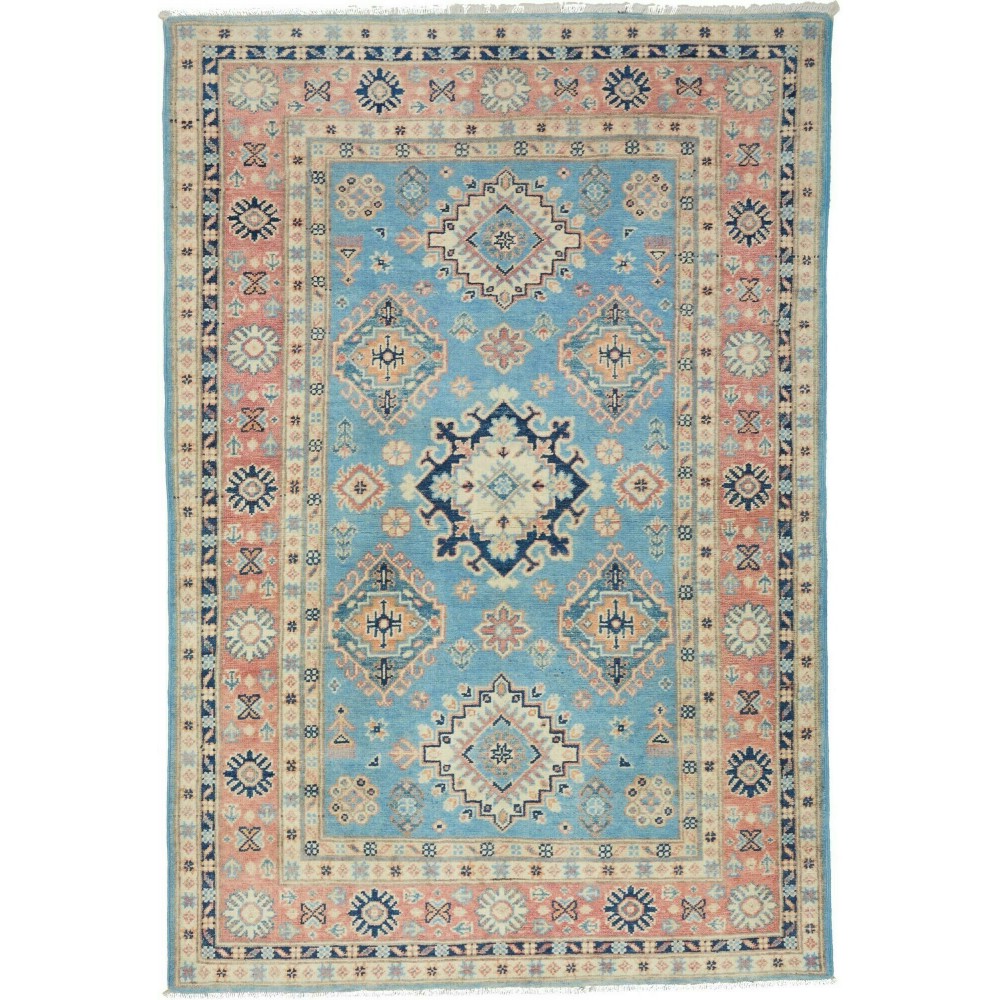 Tappeto Kazak Afghanistan azzurro grigio 120x176 Tappeto Kazak Afghanistan azzurro grigio 120x176