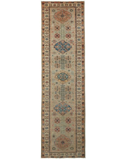 Tappeto Kazak Fine Pakistan bianco grigio 81x296