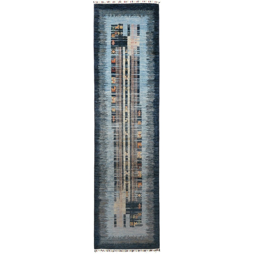 Tappeto Siva Pakistan grigio bianco 75x296 Tappeto Siva Pakistan grigio bianco 75x296