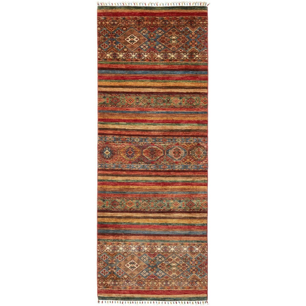 Tappeto Samarkand Pakistan marrone grigio 90x249 Tappeto Samarkand Pakistan marrone grigio 90x249