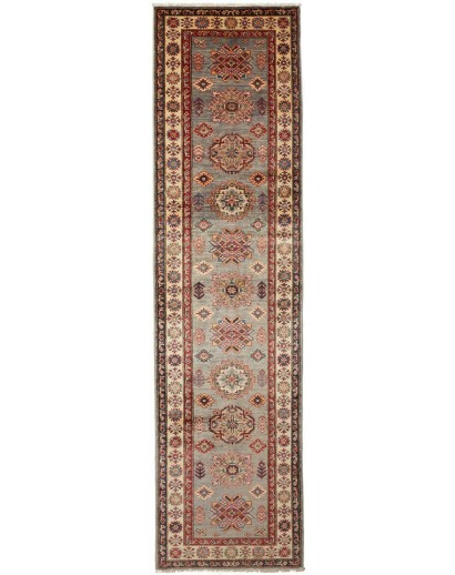 Tappeto Kazak Fine Pakistan bianco grigio 82x313